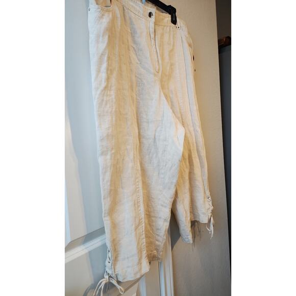 NWT JM Collection Womens 20w Ivory pants 100% Linen Wide Leg Lagenlook Capri - Picture 6 of 16